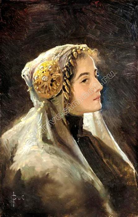 Russian beauty in a traditional headdress, Sergey Sergeyevich Solomko