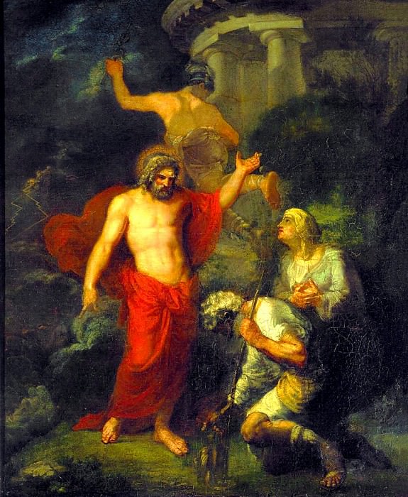 Jupiter and Mercury, in the form of visiting pilgrims Philemon and Baucis. 1802. H., m. 124. 7h101. 8. Riga, Orest Adamovich Kiprensky