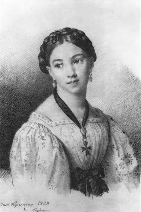 Portrait of a young girl. 1829. B., um. c. 30. 3h22. 7. GRM, Orest Adamovich Kiprensky