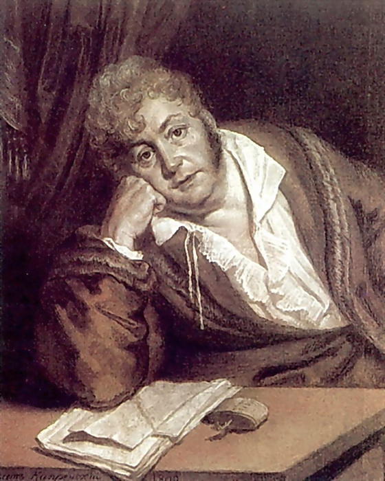 Portrait VD Davydov 1809. B. cinnamon. , Um. K., chalk. 60h48. 5 GTG, Orest Adamovich Kiprensky