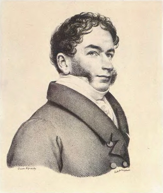 Portrait Cher de Angelis. 1822. Lithograph. GMII, Orest Adamovich Kiprensky