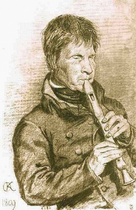 blind musician. 1809 figure. GRM, Orest Adamovich Kiprensky