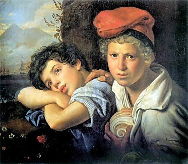 Неаполитанские мальчики-рыбаки. 1829 Х. , м. ГРМ, Орест Адамович Кипренский