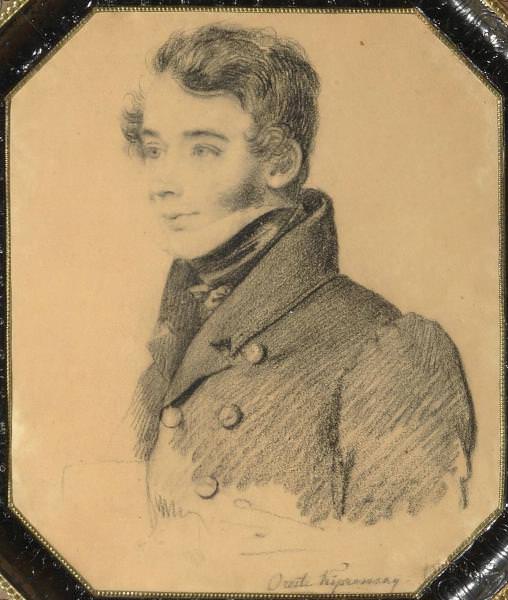 Portrait of an unknown young man with a folder. 1820-e. B., um. c. 19h16 Moose. Tropinin M., Orest Adamovich Kiprensky