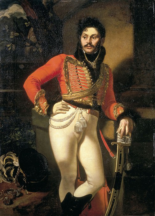 Portrait of the Life Hussar Colonel Yevgraf Vladimirovich Davydov. 1809 Oil on canvas. 162h116 RM, Orest Adamovich Kiprensky