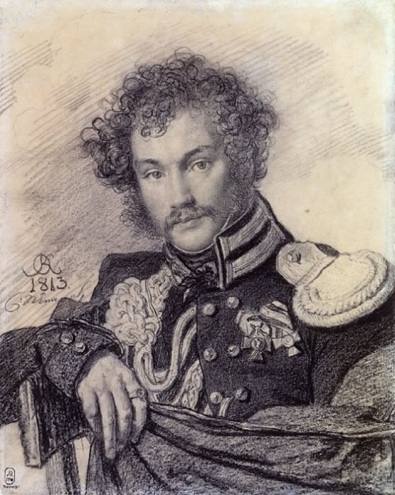 Portrait MP Lansky. 1813 Italian pencil on paper. GRM, Orest Adamovich Kiprensky