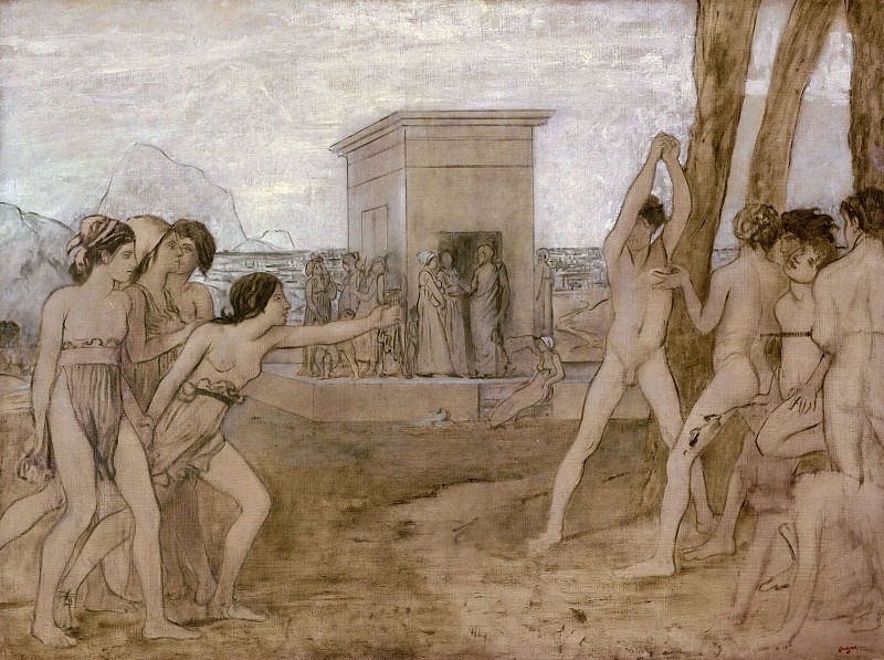 Young Spartan Girls Challenging Boys, Edgar Degas