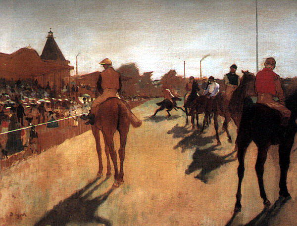 Скаковые лошади напоказ для публики, Эдгар Дега
