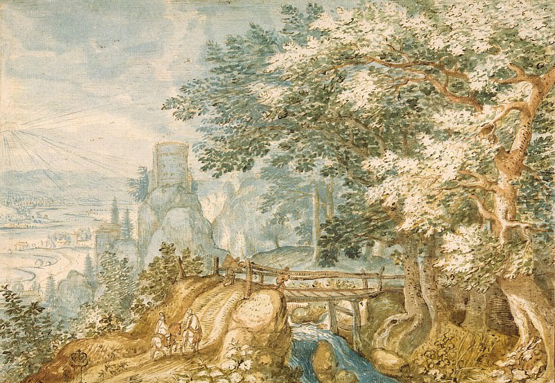 Stevens, Pieter the Younger. Landscape with bridge, Hermitage ~ part 11