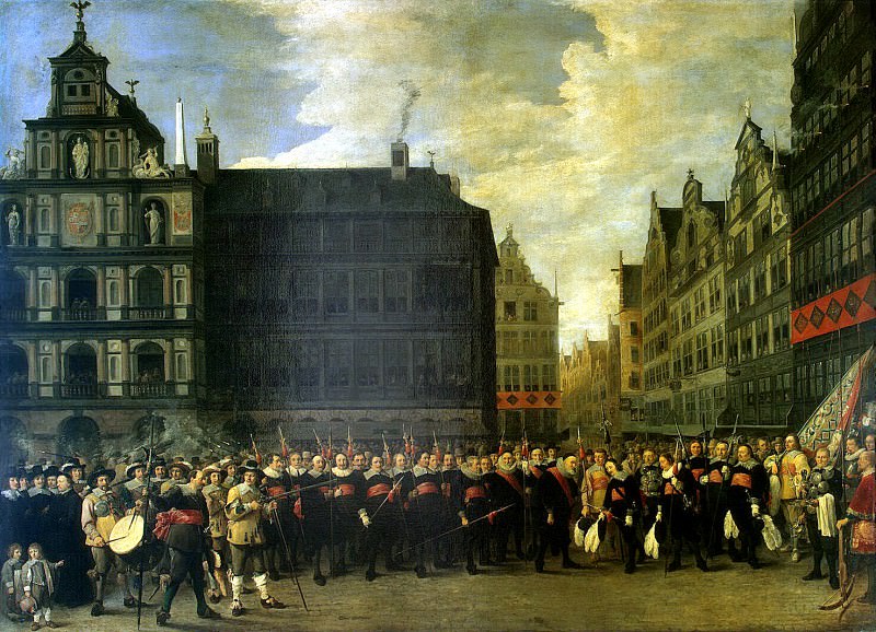 Teniers, David the Younger. Group portrait of members of the Guild Rifle Oude Voetboog in Antwerp, Hermitage ~ part 11