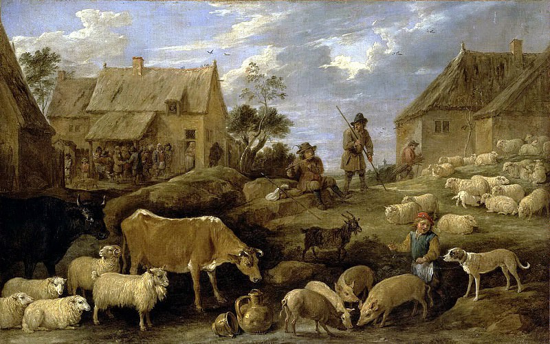 Teniers, David the Younger. Landscape with shepherd and flock, Hermitage ~ part 11