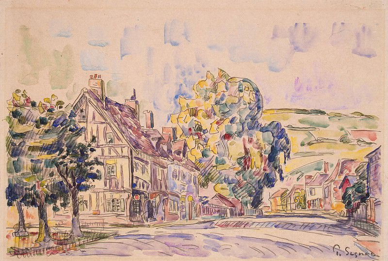 Signac, Paul. Street with half-timbered house in Normandy, Hermitage ~ part 11