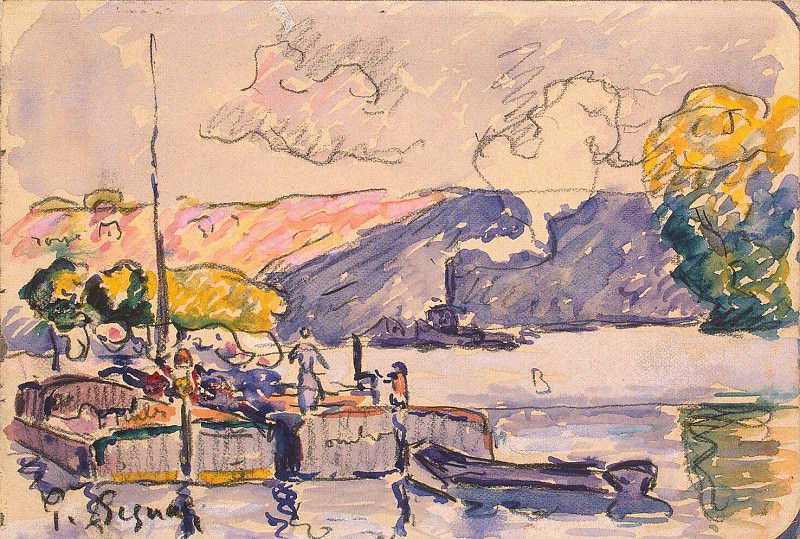 Signac, Paul. Two barges and a tug boat in Samoa, Hermitage ~ part 11
