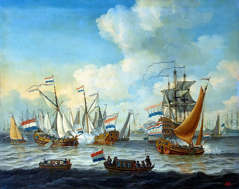 Silo Adam. The maneuvers of the fleet, arranged in the Bay Hey in honor of Peter I in Amsterdam, Hermitage ~ part 11