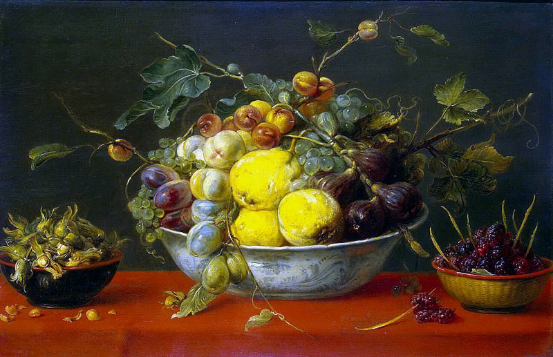 Snyders, Frans. Fruit in a bowl on a red tablecloth, Hermitage ~ part 11