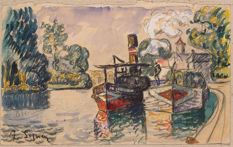 Signac, Paul. The tug and barge in Samoa, Hermitage ~ part 11
