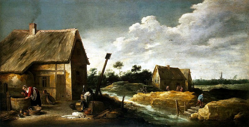 Teniers, David the Younger. Landscape with a maid at the well, Hermitage ~ part 11