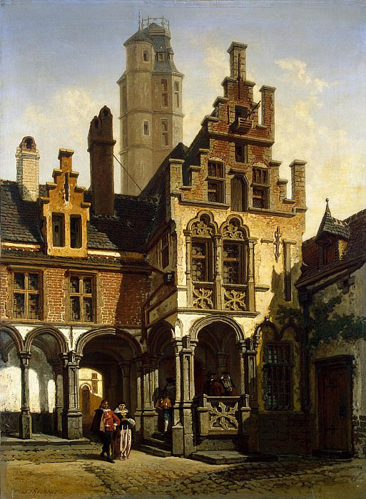 Strobant, Francois. The yard of the palace of Margaret of Austria in Mechelen, Hermitage ~ part 11