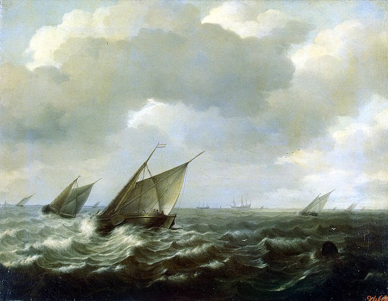 Sorgue, Hendrik Martens. Sailing vessels under strong wind, Hermitage ~ part 11
