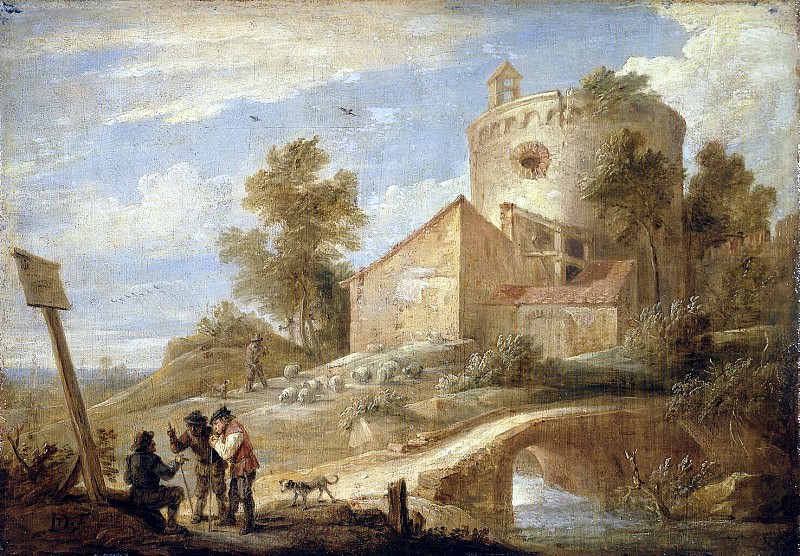 Teniers, David the Younger. Landscape with a Tower, Hermitage ~ part 11