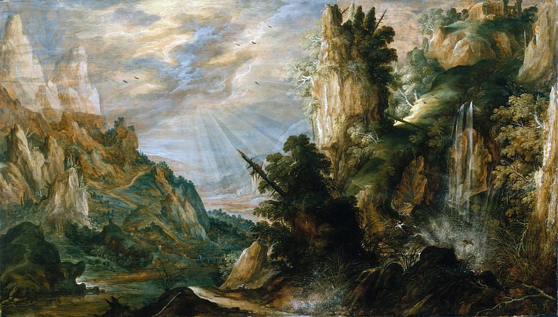 Kerstiaen de Keuninck – A Mountainous Landscape with a Waterfall, Metropolitan Museum: part 3