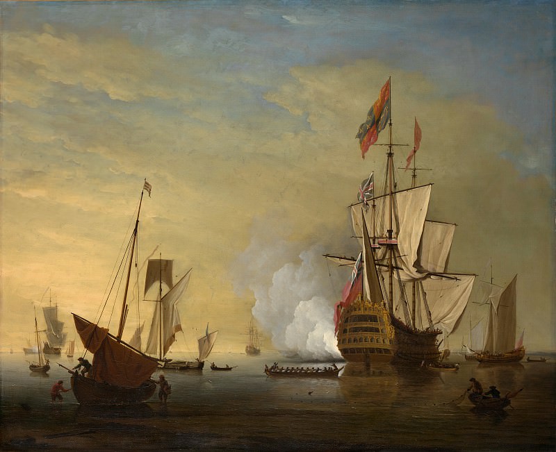 Peter Monamy – Harbor Scene: An English Ship with Sails Loosened Firing a Gun, Metropolitan Museum: part 3