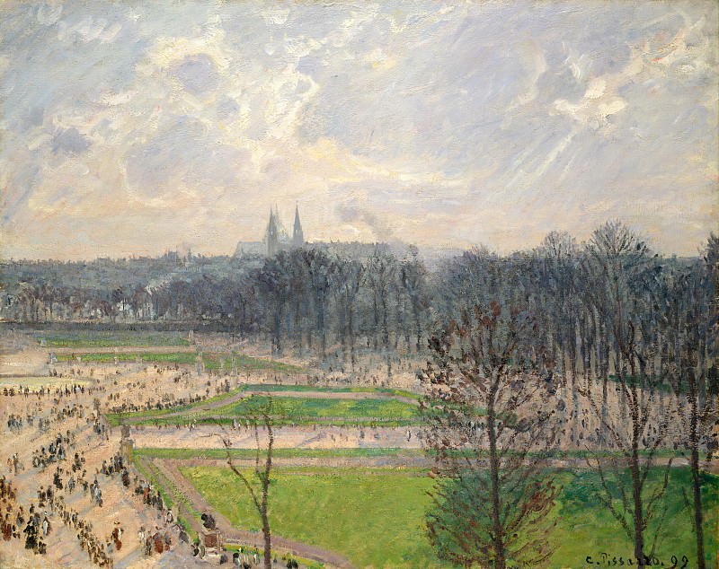 Camille Pissarro – The Garden of the Tuileries on a Winter Afternoon, Metropolitan Museum: part 3