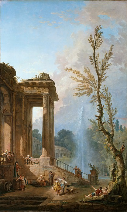 Hubert Robert – The Portico of a Country Mansion, Metropolitan Museum: part 3