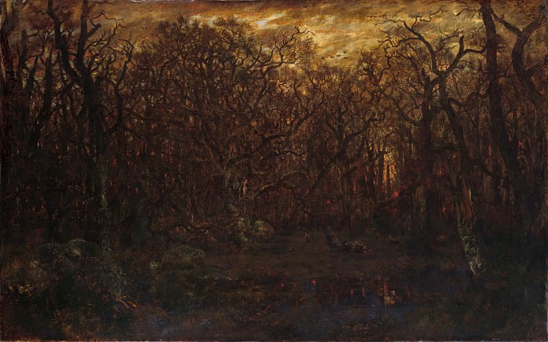 Théodore Rousseau – The Forest in Winter at Sunset, Metropolitan Museum: part 3