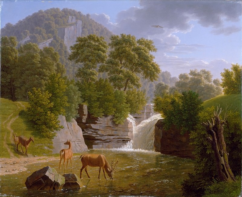 Иоганн Якоб Бидерман – Горный пейзаж с оленем на реке, Музей Метрополитен: часть 3