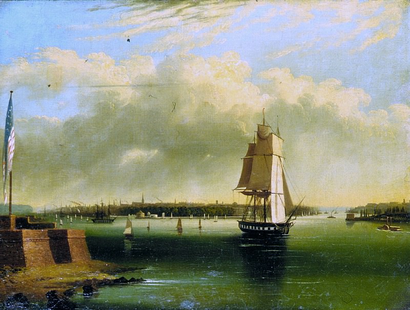 Приписывается Эдмунду Коутсу – Залив и гавань Нью-Йорка с острова Бедлоу, Музей Метрополитен: часть 3