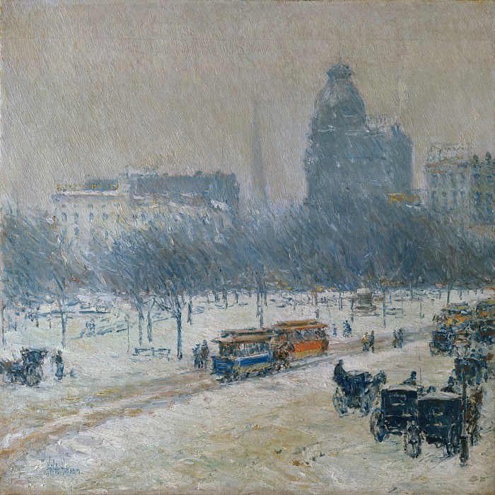 Childe Hassam – Winter in Union Square, Metropolitan Museum: part 3