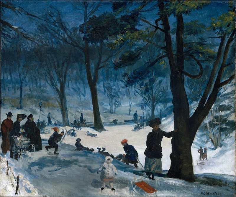 William Glackens – Central Park, Winter, Metropolitan Museum: part 3