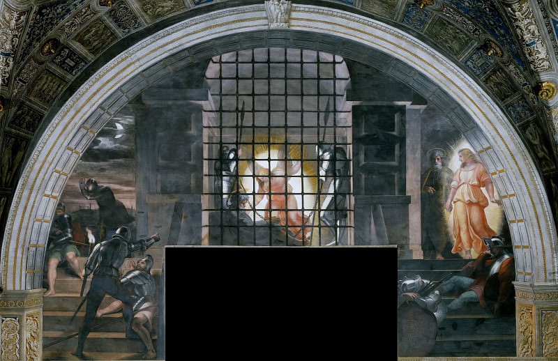 Stanza of Heliodorus: Deliverance of Saint Peter, Raffaello Sanzio da Urbino) Raphael (Raffaello Santi