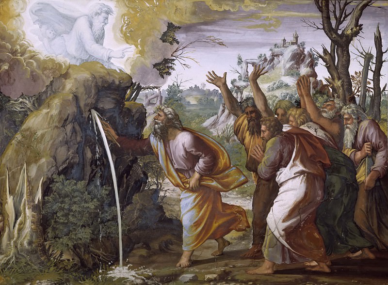 Moses Strikes Water from the Rocks, Raffaello Sanzio da Urbino) Raphael (Raffaello Santi