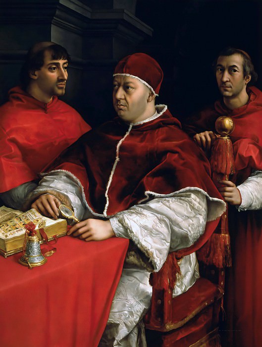 Папа Лев X с кардиналами Джулио Медичи и Луиджи Росси