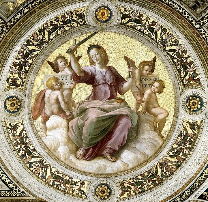 Станца делла Сеньятура: Роспись потолка – Правосудие, Рафаэль Санти