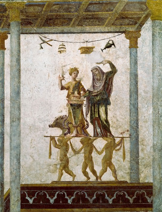 Fresco in Loggetta of Cardinal Bibbiena – Scene Showing a Sacrifice, Raffaello Sanzio da Urbino) Raphael (Raffaello Santi