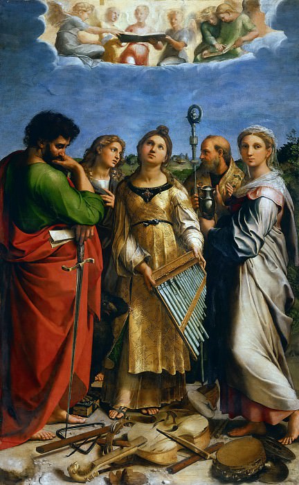 Saint Cecilia with Saints Paul, John the Evangelist, Augustine, and Mary Magdalene, Raffaello Sanzio da Urbino) Raphael (Raffaello Santi