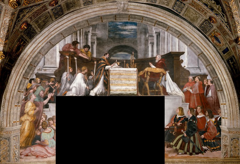 Stanza of Heliodorus: The Mass at Bolsena, Raffaello Sanzio da Urbino) Raphael (Raffaello Santi