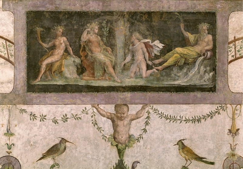 Фрески в лоджии кардинала Бибиены – Боги принимают решение о состязании Аполлона и Марсия