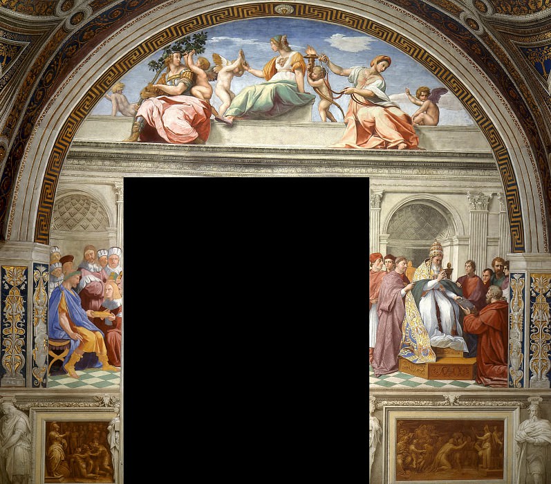 Stanza della Segnatura: Cardinal and Theological Virtues, Raffaello Sanzio da Urbino) Raphael (Raffaello Santi