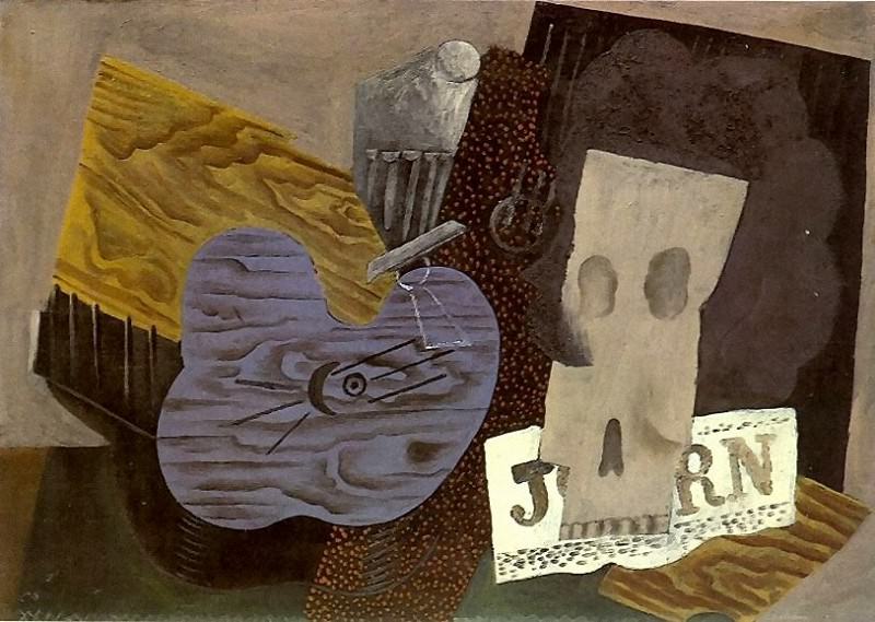 1913 Guitare, crГne et journal, Пабло Пикассо (1881-1973) Период: 1908-1918