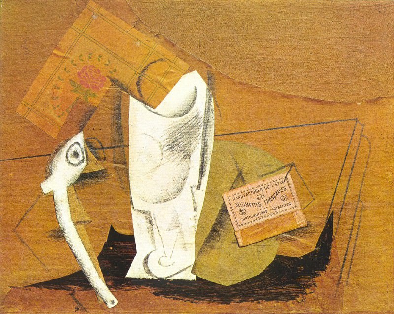 1914 Pipe, verre, boМte dallumettes, Пабло Пикассо (1881-1973) Период: 1908-1918