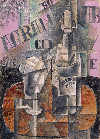 1912 table dans un cafe – bouteille de pernod, Пабло Пикассо (1881-1973) Период: 1908-1918