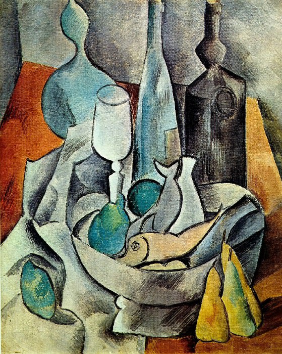 1908 Poissons et bouteilles, Пабло Пикассо (1881-1973) Период: 1908-1918