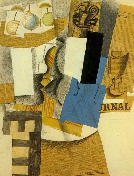 1912 Compotier avec fruits, violon et verre, Pablo Picasso (1881-1973) Period of creation: 1908-1918