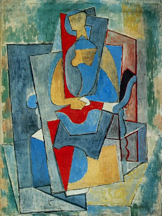 1917 Femme assise dans un fauteuil rouge, Пабло Пикассо (1881-1973) Период: 1908-1918