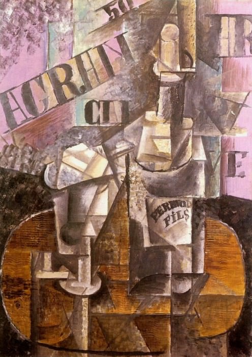 1912 Bouteille de Pernod et verre, Пабло Пикассо (1881-1973) Период: 1908-1918