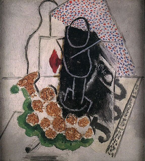 1914 Grappe de raisins, pipe, verre et journal, Пабло Пикассо (1881-1973) Период: 1908-1918
